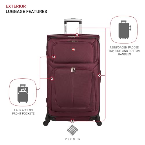 SwissGear Sion Softside Expandable Luggage, Black, Checked-Large 29-Inch