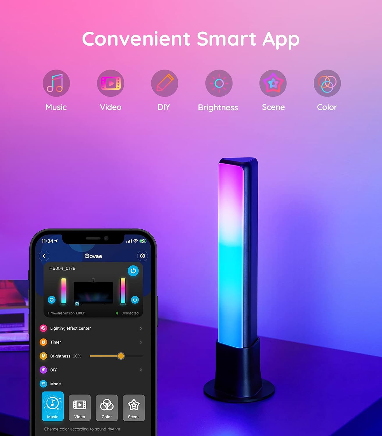 Govee LED Smart Light Bars with Camera, RGBIC Smart Backlights, Music Sync Kit Works with Alexa & Google Assistant, 12 Preset Modes DreamView LED Play Light Bar for 27-45 inch Gaming, PC, TV, Room