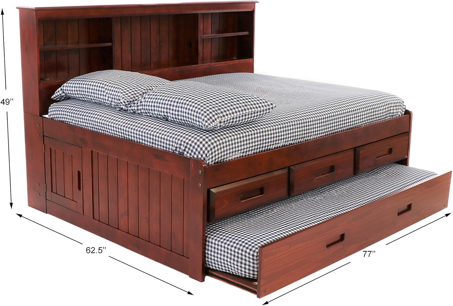 Discovery World Furniture Full Bookcase Daybed with 3 Drawers & Trundle Merlot
