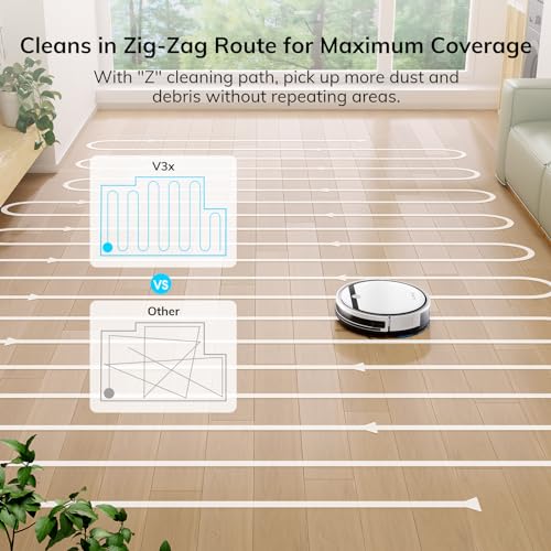 ILIFE V3s Pro Robot Vacuum Cleaner, Tangle-free Suction , Slim, Automatic Self-Charging Robotic Vacuum Cleaner, Daily Schedule Cleaning, Ideal For Pet Hair，Hard Floor and Low Pile Carpet,Pearl White