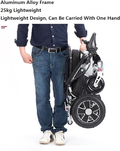 12 Miles Long Travel Range, Electric Wheelchair for Adults Folding Control Intelligent Power Wheelchairs Lightweight All Terrain Motorized Wheelchair for Seniors Portable