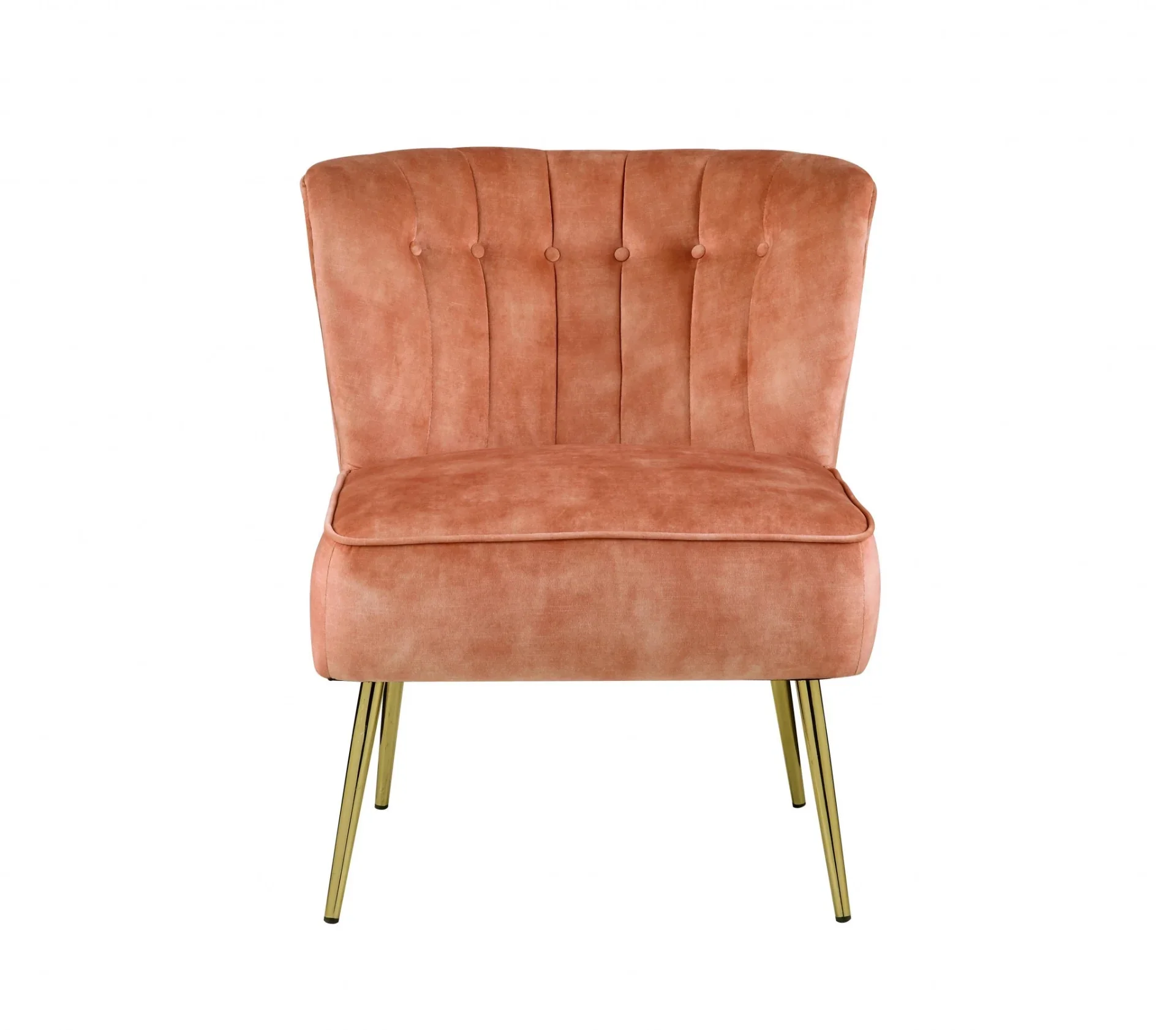 HomeRoots 486590 32 x 26 x 30 in. Burnt Orange Velvet & Brown Solid Color Slipper Chair