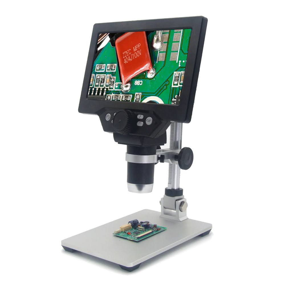 G1200 Digital Microscope 7 inch Large Color Screen Large Base LCD Display Continuous Amplification Magnifier with Alu US Plug 1