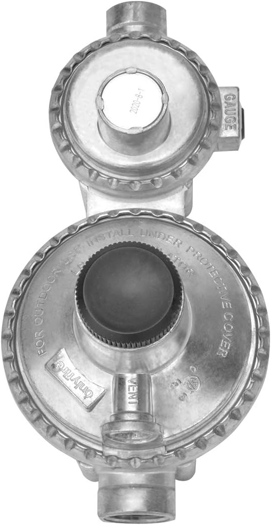only fire Vertical Two Stage Propane Regulator for Propane Tank, 1/4" Female NPT Inlet and 3/8" Female NPT Outlet