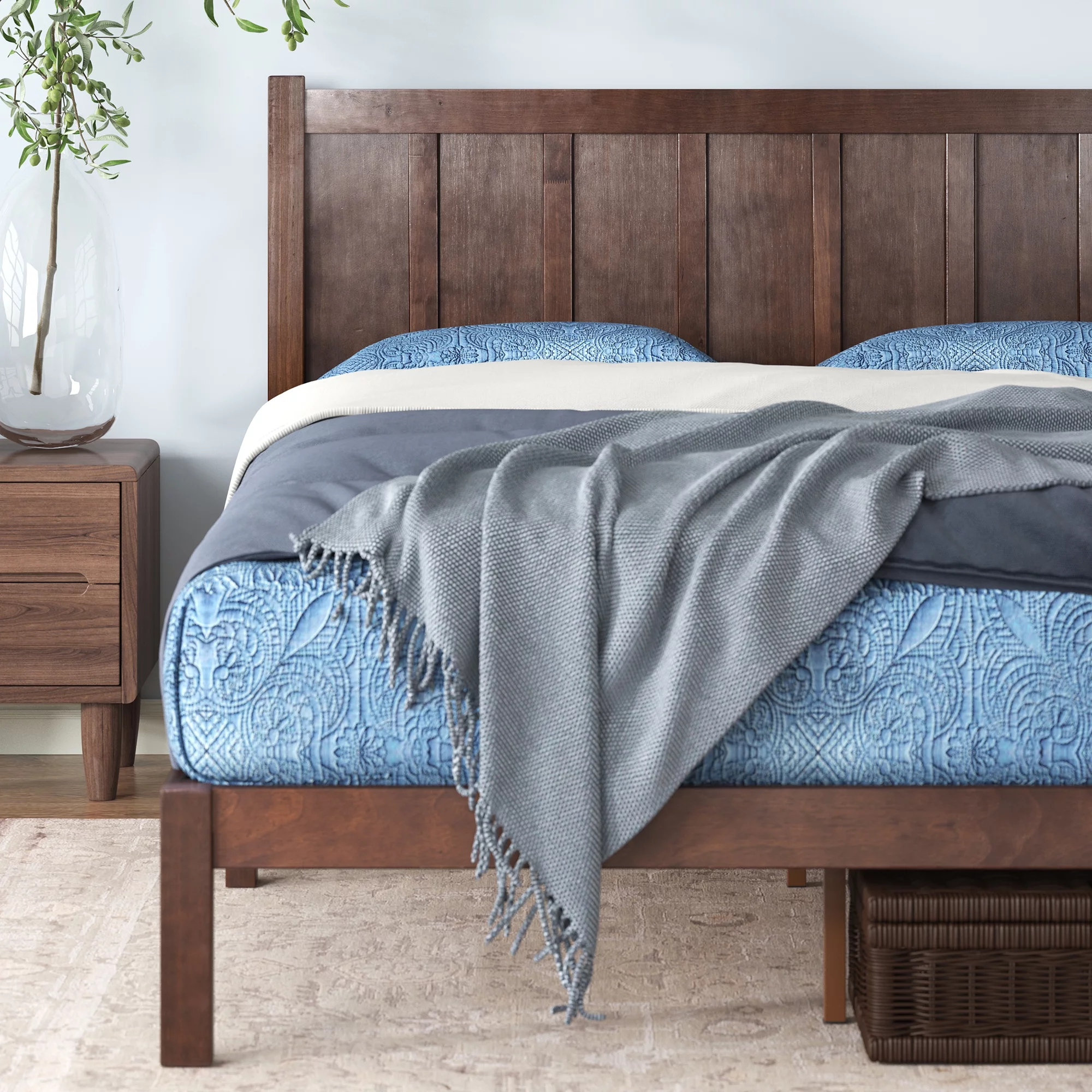 Zinus Adrian 42" Acacia Wood Platform Bed Frame, Queen