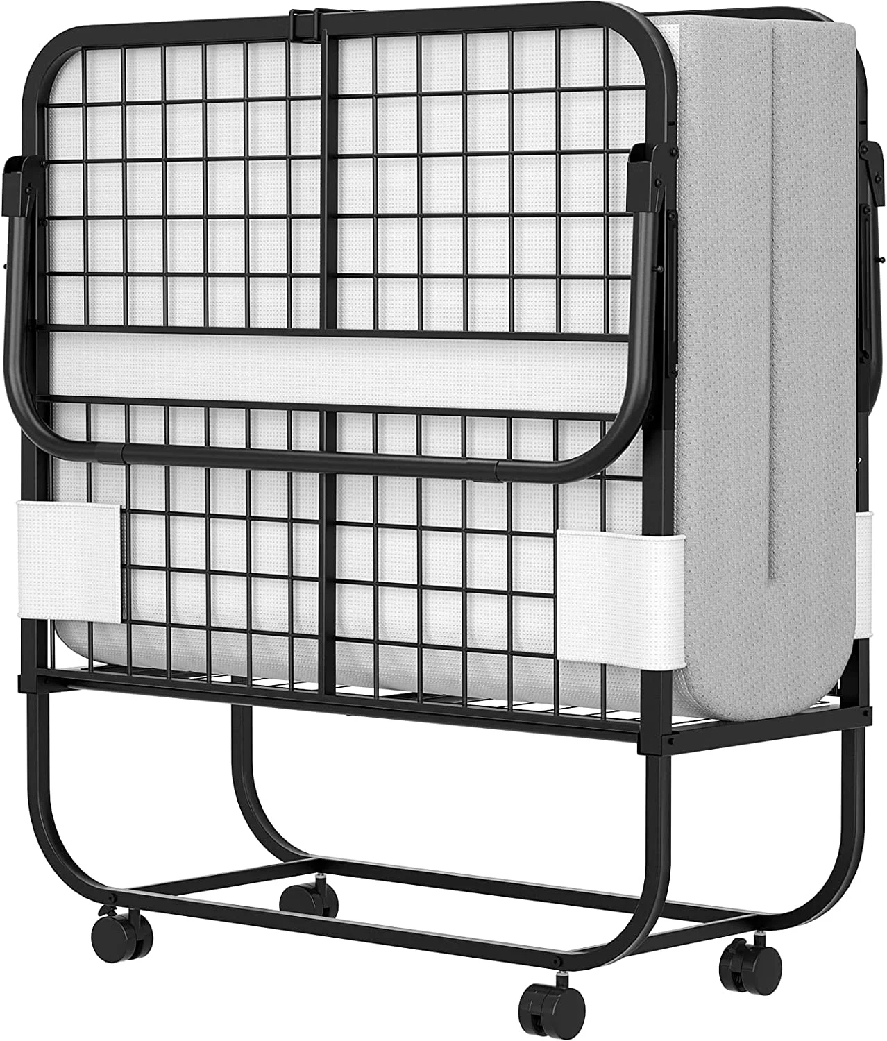 Folding Bed with Mattress  Portable Foldable Bed with  Cover  Rollaway Bed for Adults with Memory Foam Mattress and Metal Frame  Cot Size Extra Guest Bed on Wheels (75\u201D x 31\u201D) - Curated Treasures Market