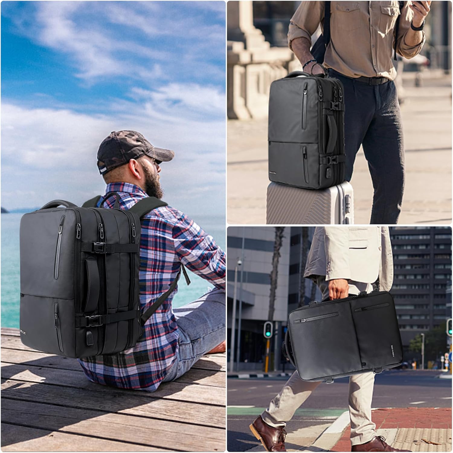 60L Airback Backpack, Vacuum Bags & Travel Backpack Expandable Flight Approved Carry on Backpack Luggage Organizer Space Saver