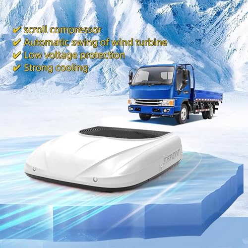 12V RV Air Conditioner, ultra-thin and low-noise 12V DC power supply roof air conditioner suitable for trucks, vans, construction vehicles, excavators, bus, trailers, rv ac units