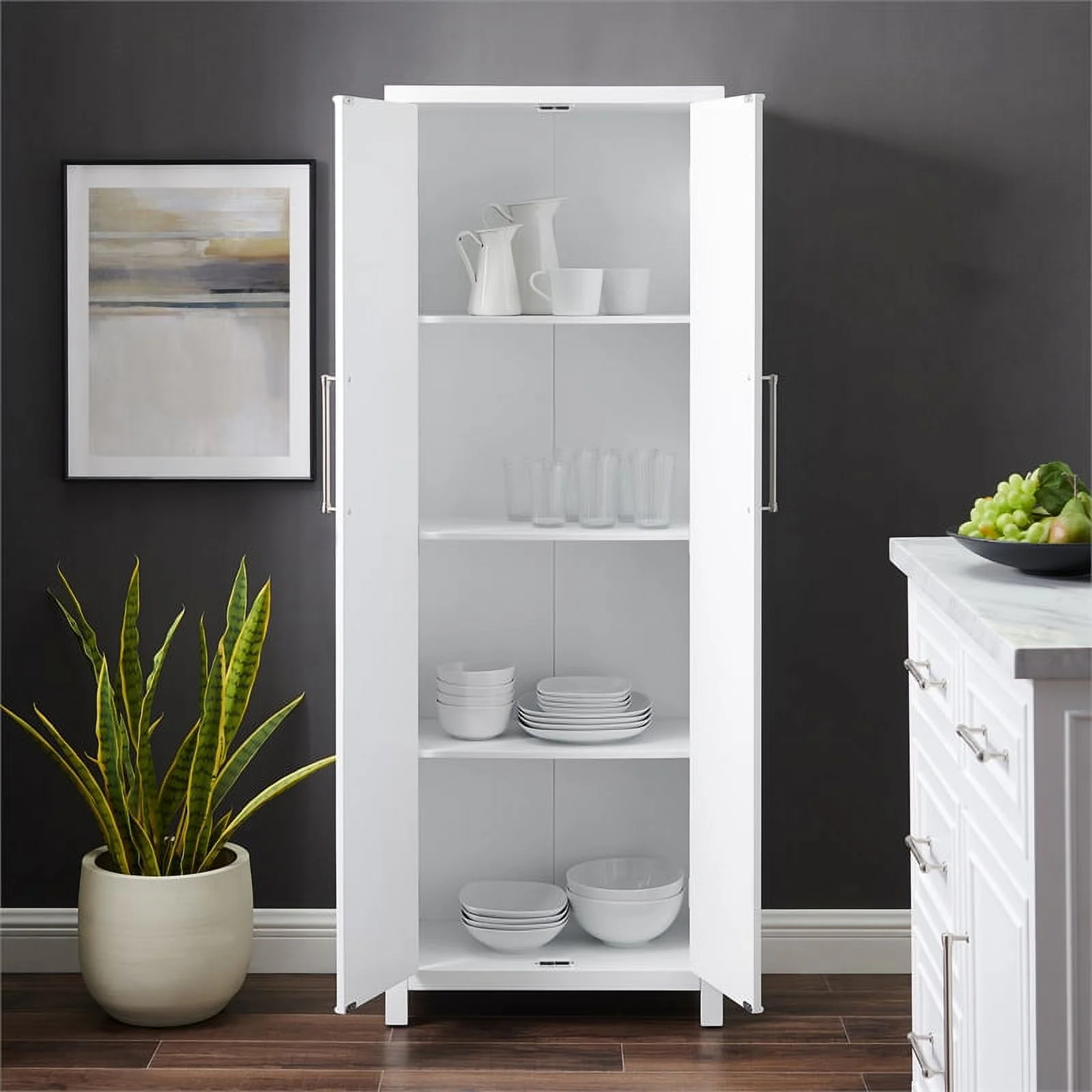 Crosley Furniture Cutler Modern Wood Storage Pantry in White