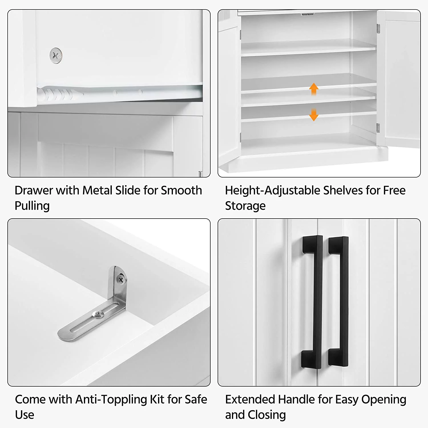72.5" Kitchen Pantry Storage Cabinet with Drawer, Freestanding Pantry Cupboard with Doors and 2 Adjustable Shelves, Modern Utility Pantry Cabinet for Dinning Room, Living Room, White