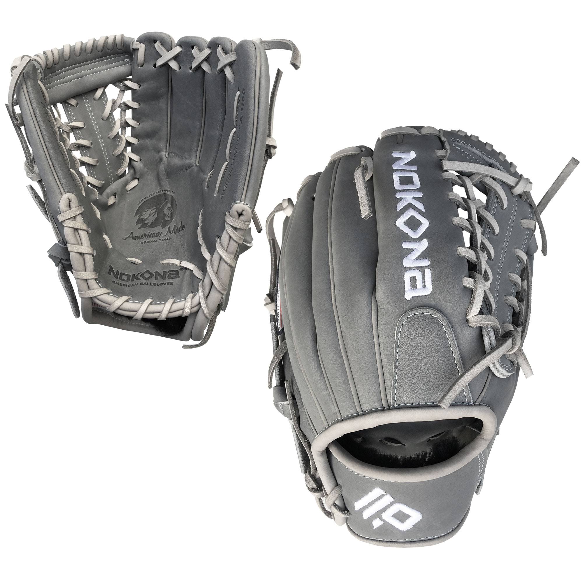 Nokona AmericanKip Gray Mod-Trap 11.5 inch A-1150M-GR Baseball Glove