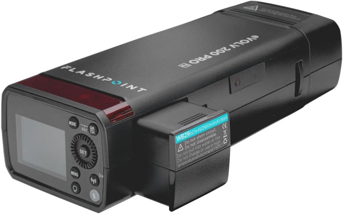 Flashpoint eVOLV 200 Pro TTL Pocket Flash, Godox AD200 Pro 200Ws Flash Strobe, 1/8000 HSS, 500 Full Power Flashes, 0.01-1.8s Recycling, 2900mAh Battery, Bare Bulb/Speedlite Fresnel Flash Head.