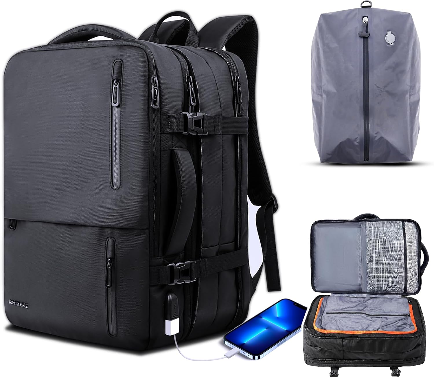 60L Airback Backpack, Vacuum Bags & Travel Backpack Expandable Flight Approved Carry on Backpack Luggage Organizer Space Saver