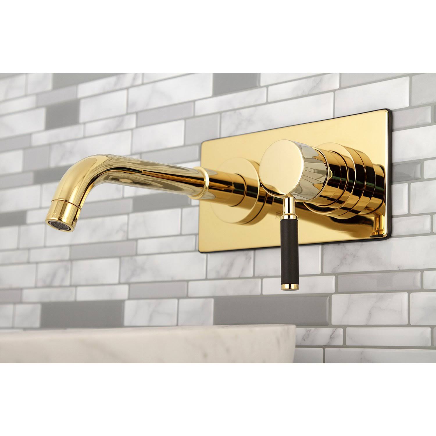 Kingston Brass KS8112DKL Single-Handle Wall Mount Bathroom Faucet, Polished Brass