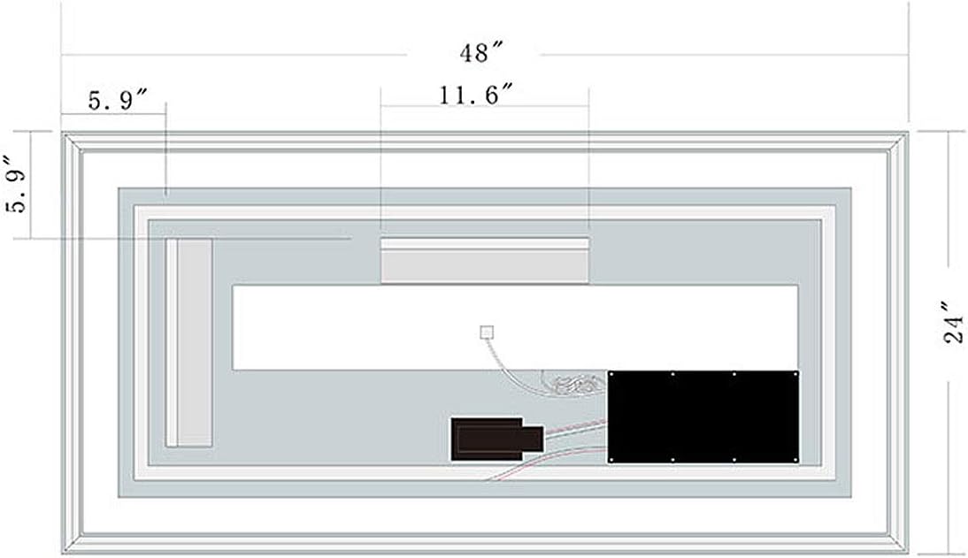 BHBL 60 x 36 Inch Illuminated LED Bathroom Mirror with Smart Button, Anti Fog, Dimmable, Bluetooth Speakers, Vertical & Horizontal Mount, Hotel Office Bar Mirror (D224-6036A)