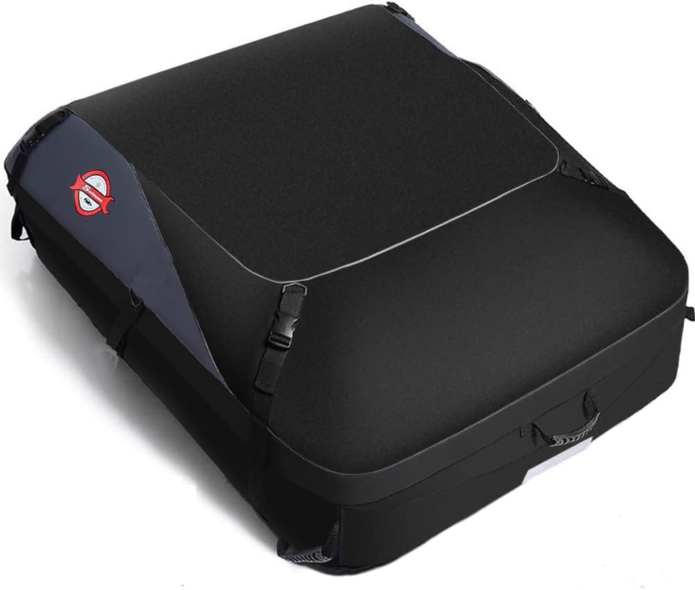 Car Rooftop Cargo Carrier Bag, 15 Cubic Feet Waterproof Heavy Duty 1000D Car Roof Bag for All Vehicle with/Without Racks - Anti-Slip Mat, 6 Door Hooks, Storage Bag, 2 Extra Straps