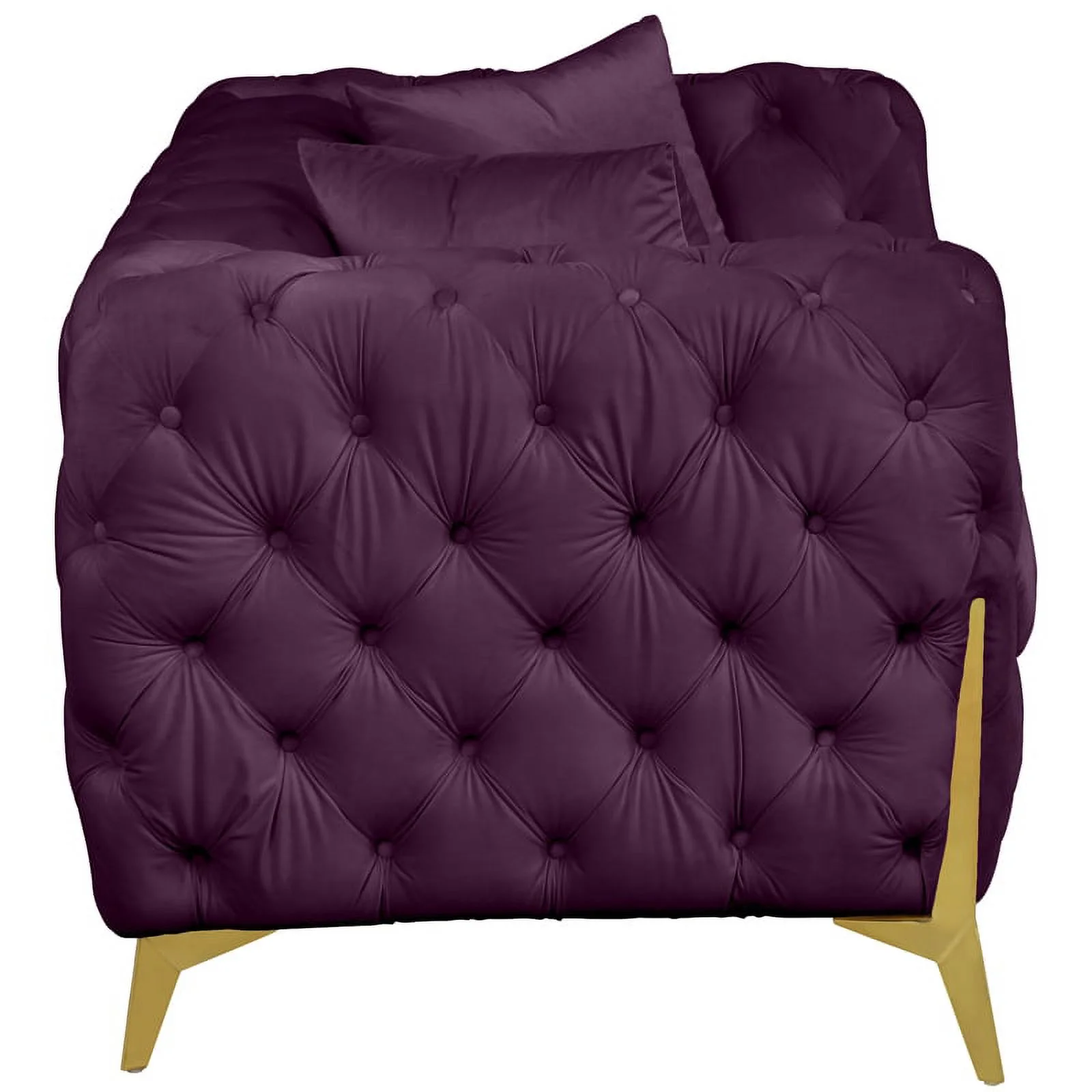 Pemberly Row Contemporary Velvet/Metal Loveseat in Soft Purple/Gold