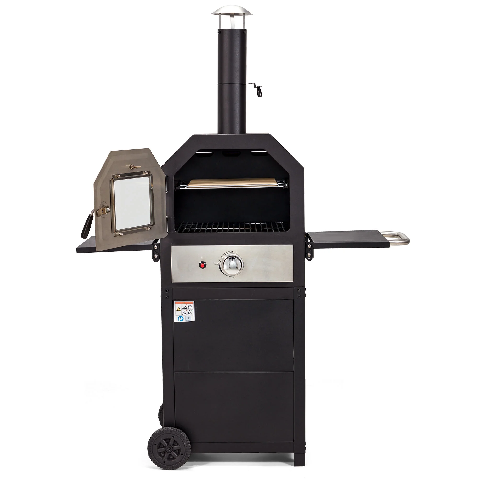 Vicluke 12" Propane Gas Pizza Oven, CSA Approved Portable Pizza Oven with 2 Foldable Shelves and Wheels, 2-Layer Smokeless BBQ Oven for Outdoor (Propane Tank excluded）