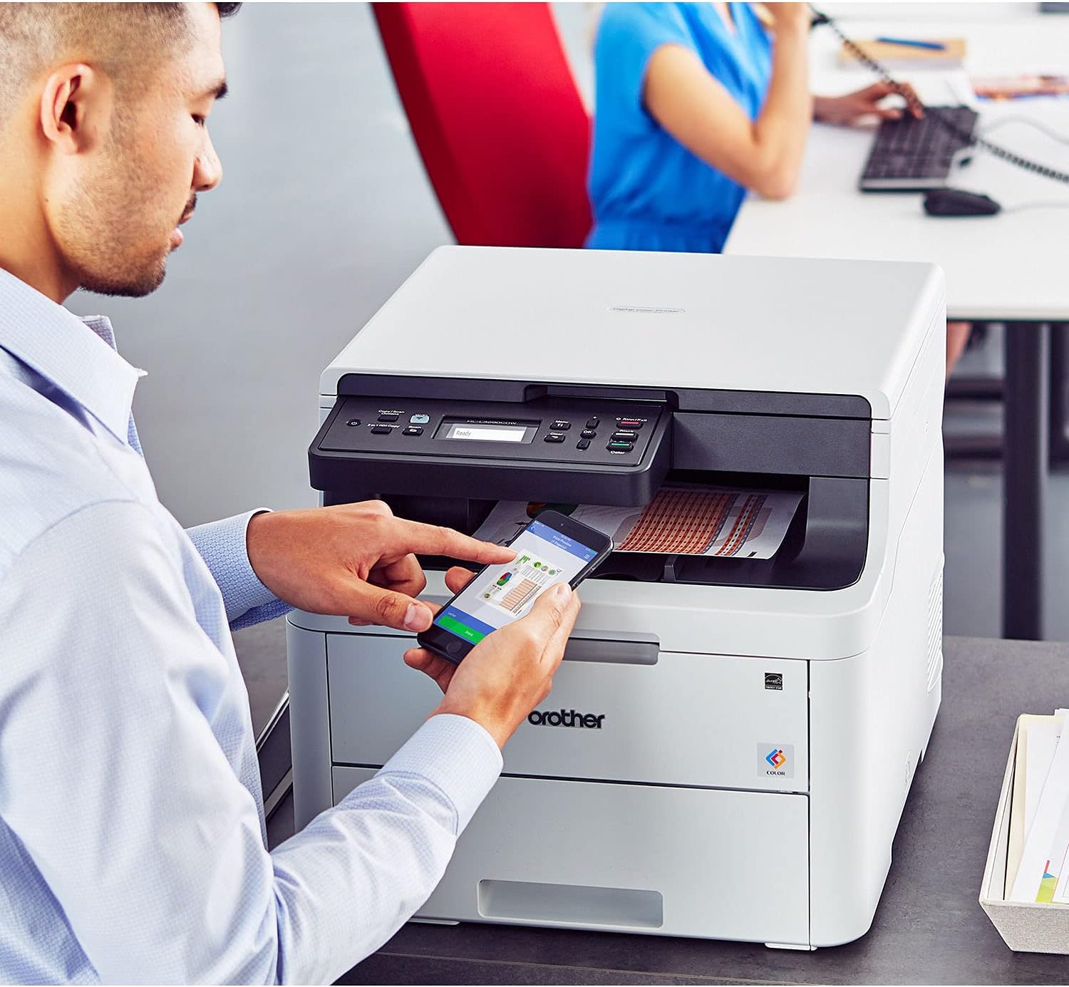 Brother HL-L3290CDW Compact Digital LED Color All-in-One Printer for Home Office with Convenient Flatbed Copy & Scan, Plus Wireless Duplex Printing, 25 ppm, 600x2400 dpi - BROAGE 6 Feet Printer Cable