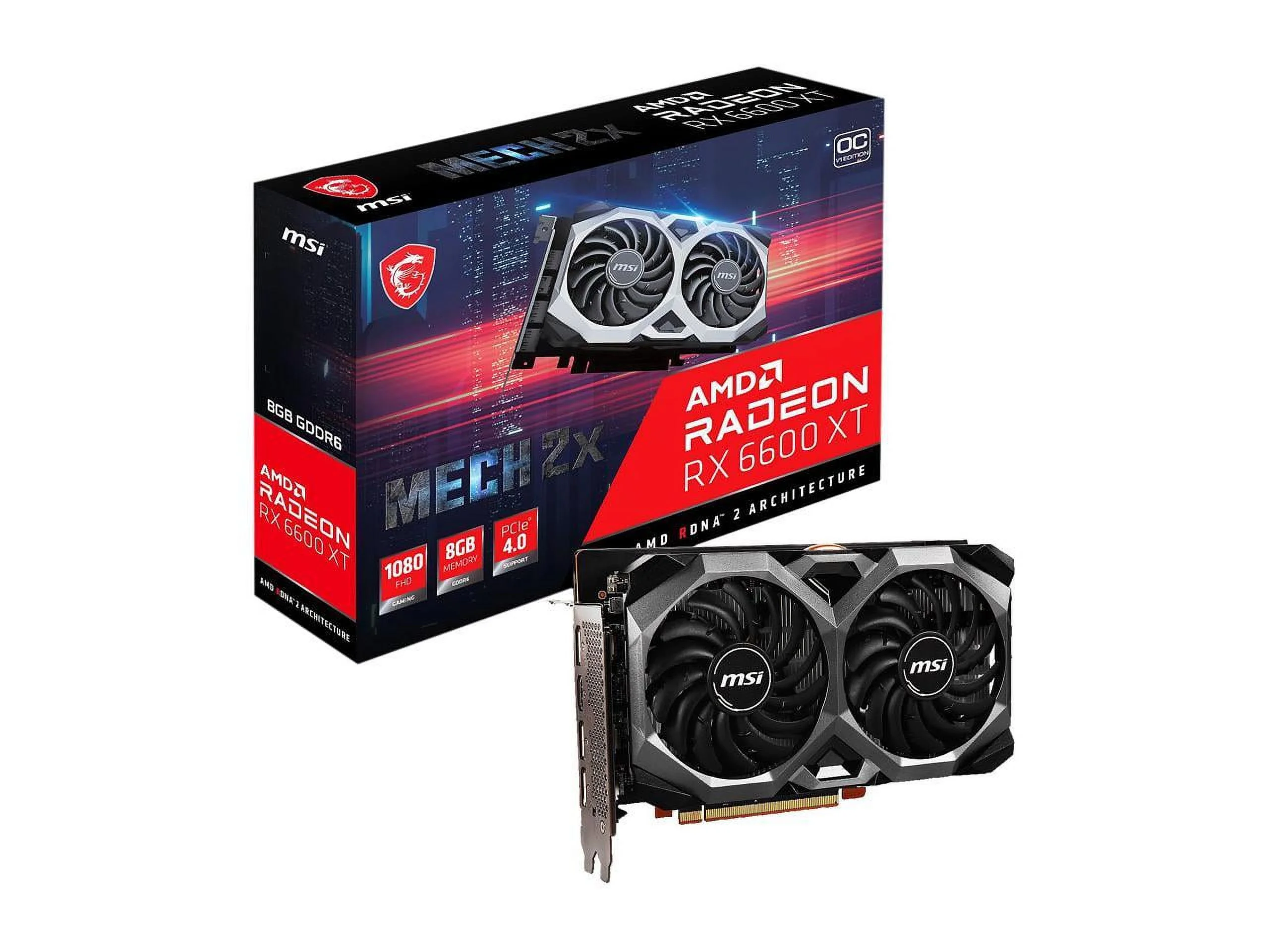 MSI Mech Radeon RX 6600 XT 8GB GDDR6 PCI Express 4.0 ATX Video Card RX 6600 XT MECH 2X 8G OCV1