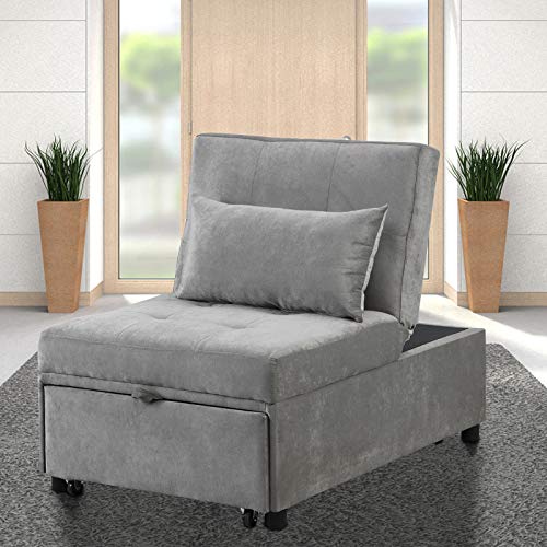 Sofa Bed,Folding Ottoman Sleeper Bed,4 in 1 Multi-function Faux Leather Convertible Chair Recliner Sofa with Pillow,for Living Room/Small Room Apartment
