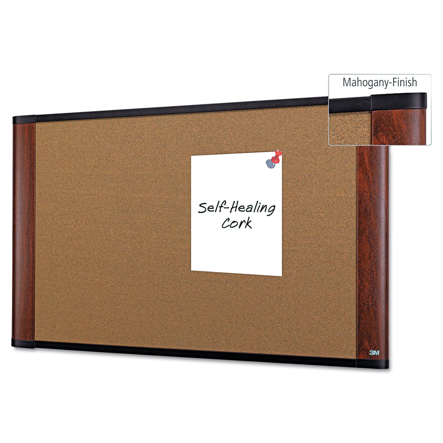 3M Cork Bulletin Board 48 x 36 Mahogany Frame