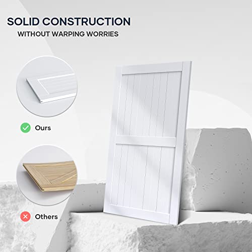 EaseLife 54 x 84 inch White Barn Door with 9FT Sliding Door Hardware Kit Included & Handle,Solid Wood Covered with Waterproof PVC Surface,DIY Assemblely,Easy Install,H-Frame,Fit 50-52in Wide Opening
