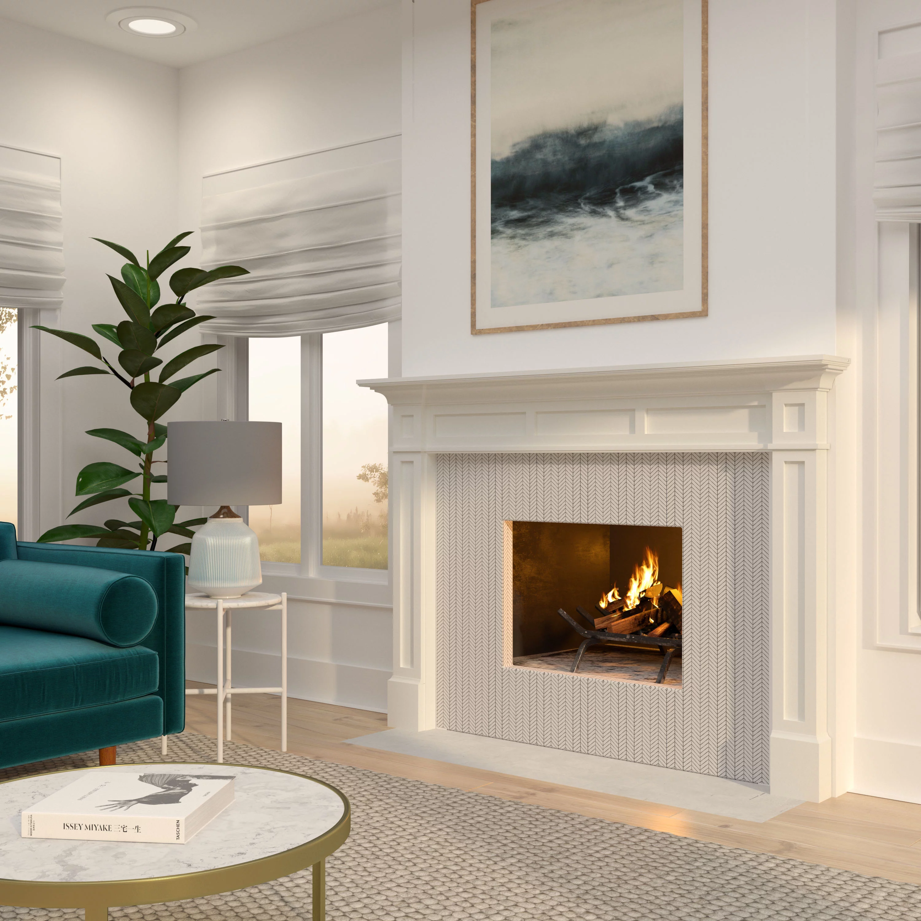 Pearl Mantels Jim Furniture For Your Fireplace, Premium White MDF Mantel Surround, Crisp White Paint, Interior Opening 48"W x 42"H