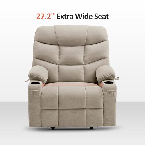 MCombo Power Lift Recliner Chair with Extended Footrest for Elderly People, Fabric 7287 (Navy Blue, Medium)