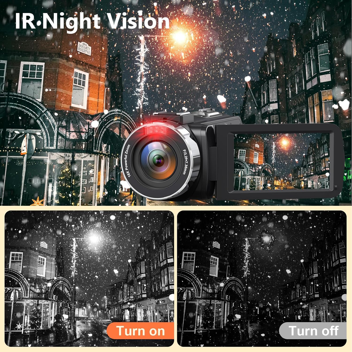4K Camcorder Video Camera Ultra HD 44MP Vlogging Camera for YouTube 18X Digital Zoom Camcorder 3.0" IPS Screen Video Recorder with External Mic, Controller, 2 Batteries and 32G SD Card