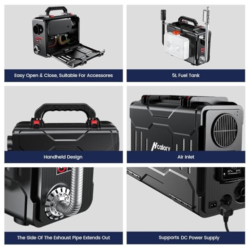 HCALORY 12V Portable Diesel Air Heater, 5KW All-in-One Diesel Parking Heater, Parking Bunk Heater with Bluetooth APP Control and LCD Monitor for Car Trucks Boat Bus RV Motor-Homes and camper