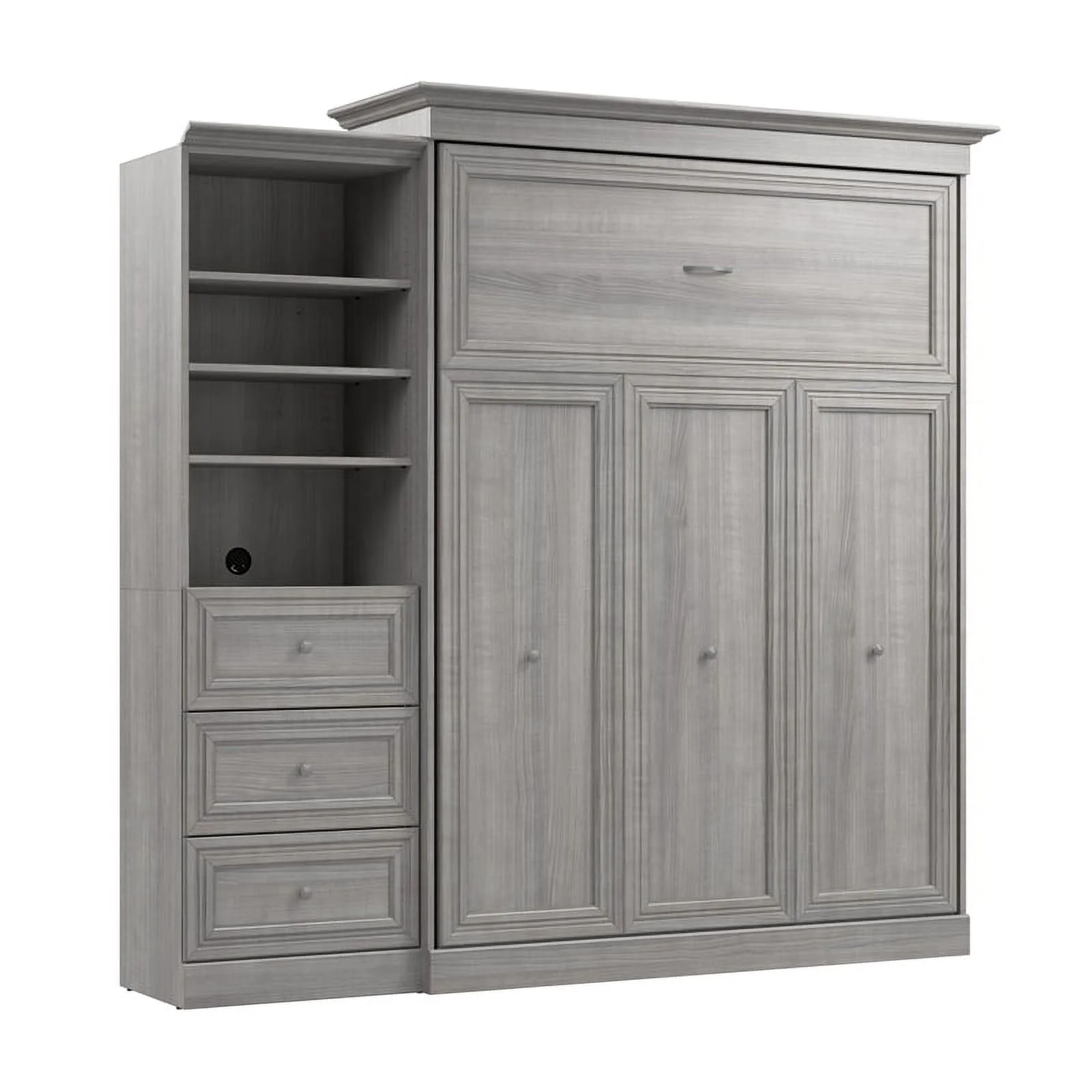 Bestar Versatile Engineered Wood Queen Murphy Bed and Organizer in Platinum Gray