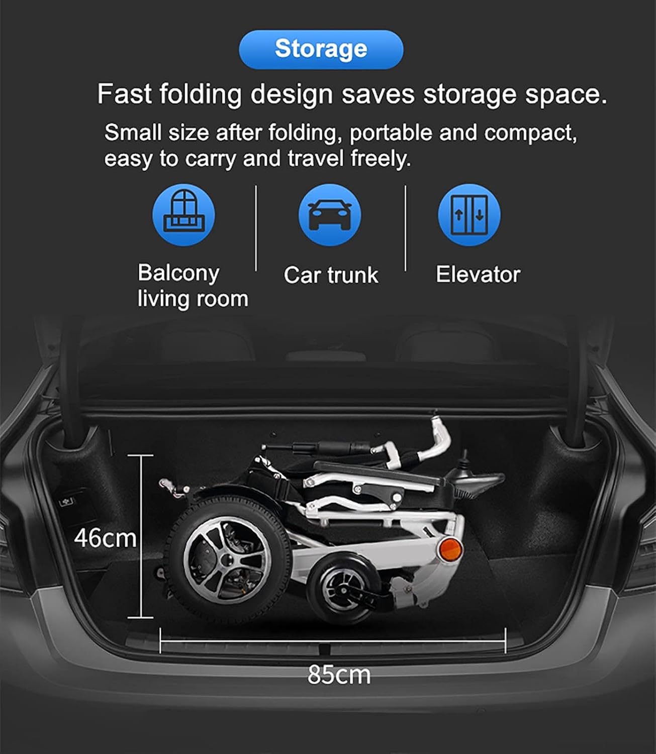 Deluxe Electric Wheelchair Motorized Foldable, Dual 500W Motors, All Terrain, Dual Battery Portable,Auto Adjusting Backrest Lightweight Reclining Electric Wheelchair