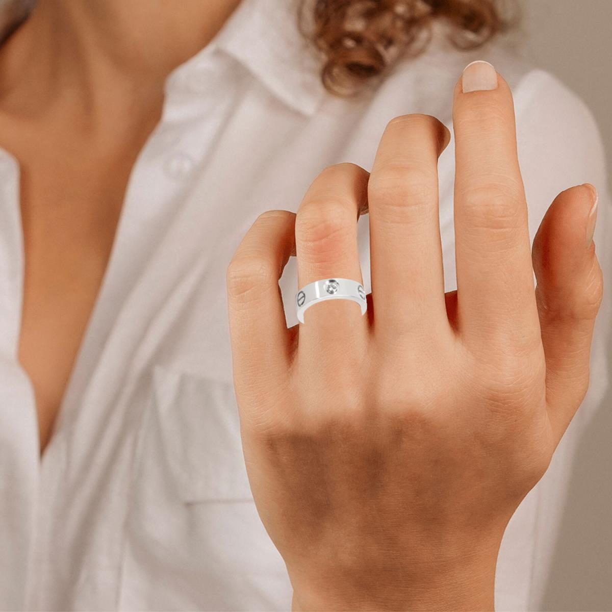 Cartier Love Diamond Ring in Platinum 0.09 CTW Pre-Owned