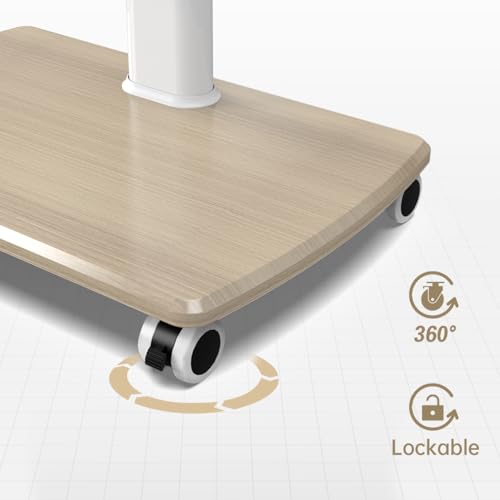 FITUEYES Rolling TV Stand with Power Outlets, Swivel Portable TV Stand for 32-75Inch LCD LED OLED Flat/Curved Panel Screen TVs, Height Adjustable&Wood Base, Mobile TV Cart Holds up to 99Lbs.