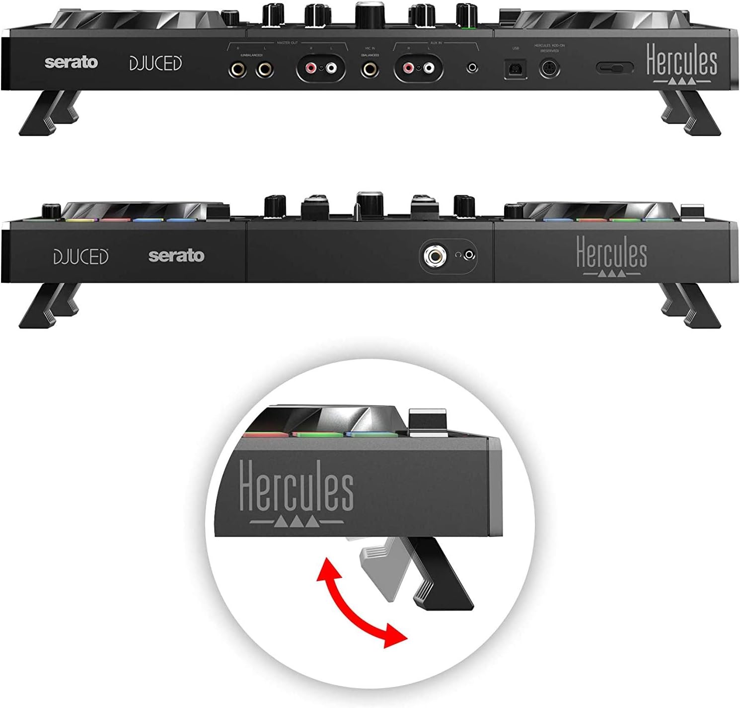 Hercules DJ Control Inpulse 500 DJ Software Controller + Professional DJ Headphones + Stereo Audio Cable + Hosa Interconnect Cable