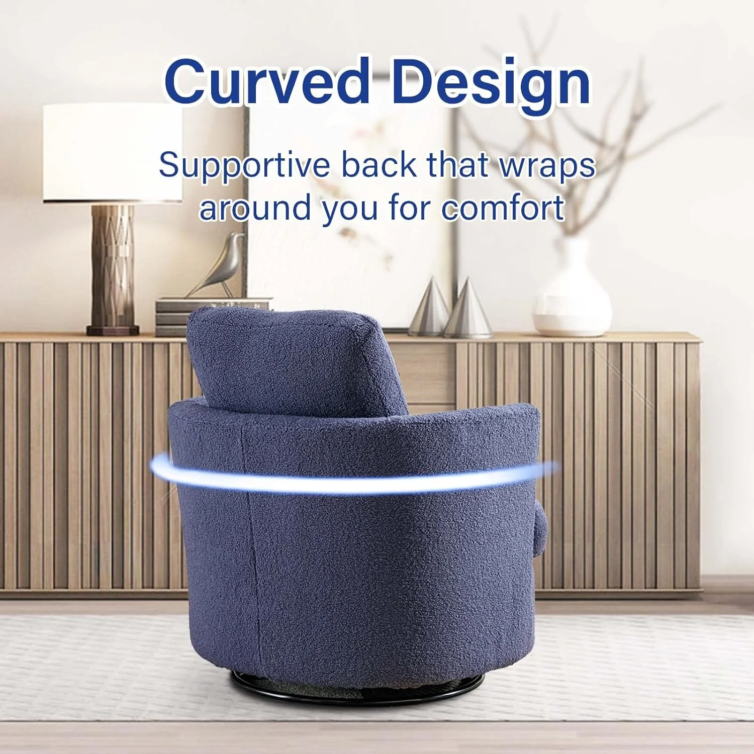 Swivel Barrel Chair Set of 2,31.9" W Modern Round Accent Arm Chairs Upholstered Comfy 360 Degree Swivel Single Circle Club Sofa Chair for Nursery Living Room Bedroom, Light Gray - Curated Treasures Market