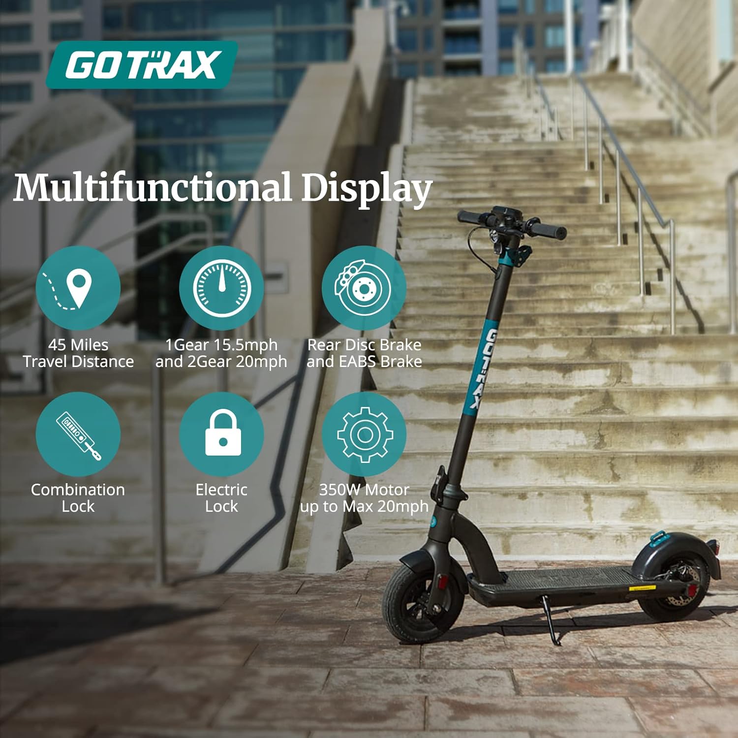 Gotrax Gmax Ultra Electric Scooter, 10" Pneumatic Tires, Max 45 Mile and 20Mph Speed, Double Anti-Theft Lock, Bright Headlight and Taillight, Foldable and Cruise Control Escooter for Adult