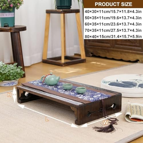 Japanese Tatami Low Table Wooden Coffee Table Portable Mini Picnic Furniture for Small Spaces Bedroom Living Room Entryway Farmhouse(40x30x11cm)