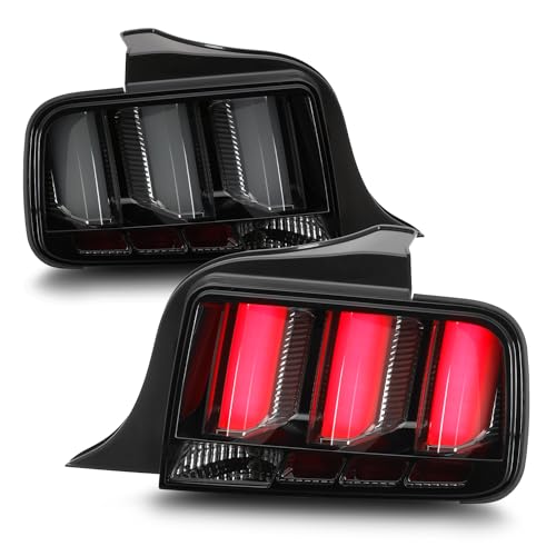 AKKON - Fits 2005-2009 Ford Mustang LED [White Tube] Smoked Tail Lamp Brake Lights w/Sequential Signal Pair Left + Right