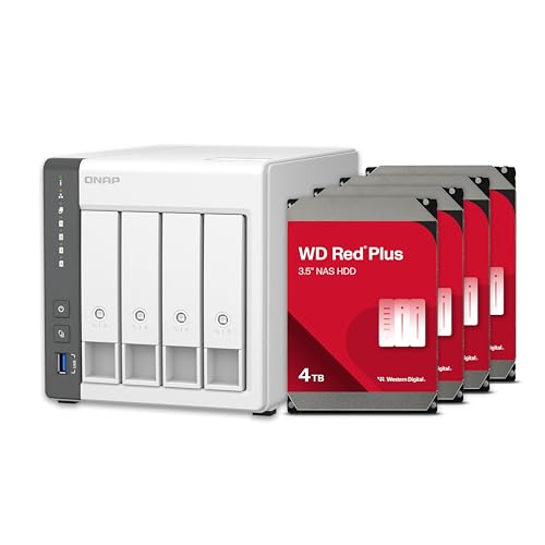 QNAP 4 Bay NAS with 12TB Storage Capacity, Preconfigured RAID 5 Seagate IronWolf Drives Bundle, 2.5GbE Ports (TS-433-4G-44ST-US)