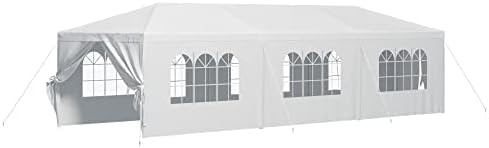 Devoko 10'x30' Heavy Duty White Party Tent - Waterproof Outdoor Wedding Canopy for Backyard, Patio & Events