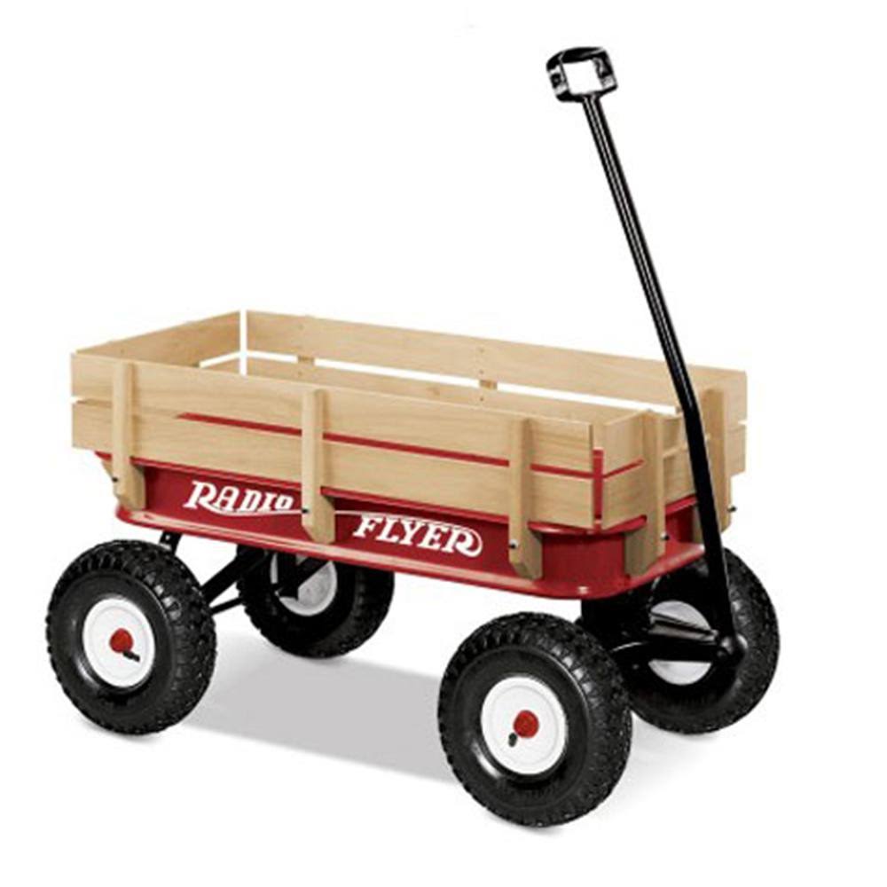 Radio Flyer Full Size All Terrain Classic Steel u0026 Wood Pull Along Wagon (2 Pack)