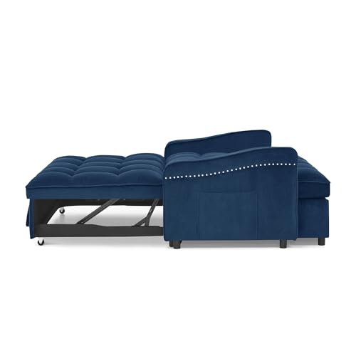 57.1" Convertible Sofa Bed, 3 in 1 Multi-Functional Lounge Chair Sleeper Loveseat , Pull Out Couch Guest Bed Futon Sofabed Sofacama with Adjustable Backrest and Side Pockets for Living Room Office
