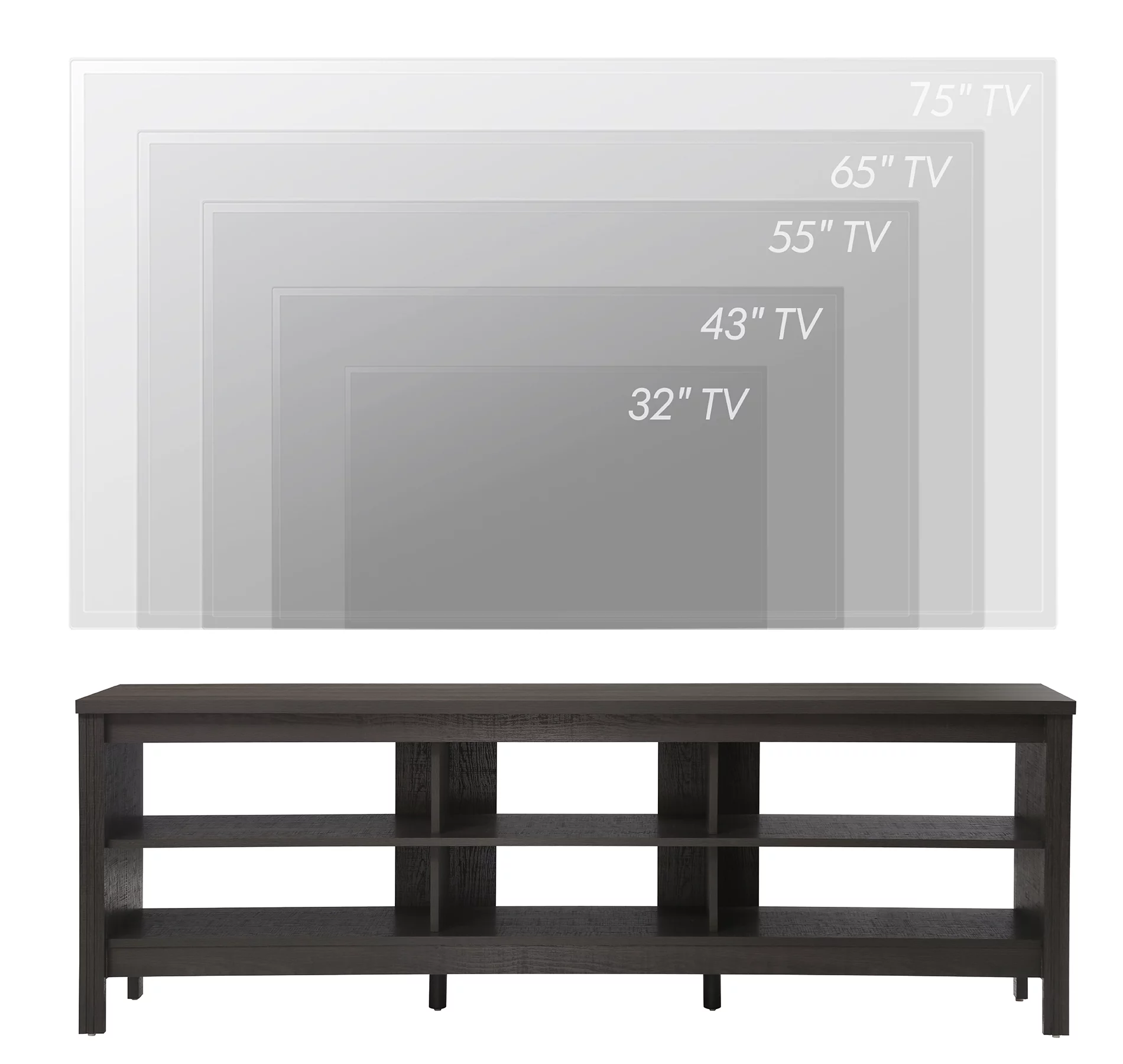 LED TV Stand for 75 inch TV, Black Entertainment Center for 80 inch TV Console Table with 6 Storages for Living Room Bedroom, 70"