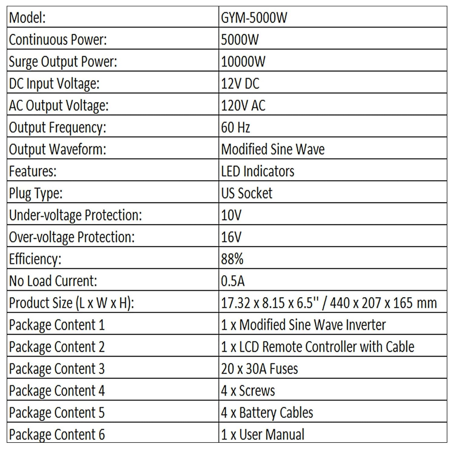 VEVOR Power Inverter, 5000W Modified Sine Wave Inverter, DC 12V to AC 120V Car Converter, with LCD Remote Controller, LED Indicator, AC Outlets Inverter for Truck RV Car Boat Travel Camping Emergency