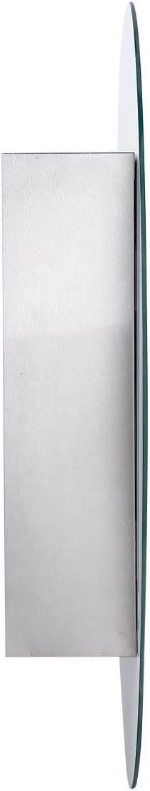 Renovators Supply Manufacturing Oval Wall Mounted Medicine Cabinet Brushed Stainless Steel Bathroom Storage Cabinet with Mirror 26" x 18" Hanging Double Shelf for Medicines or Accessories