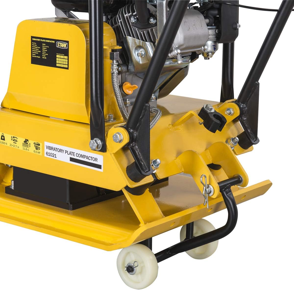 Stark 6.5hp Walk Behind Vibration Compaction Force Plate Compactor 2248lbs Force Foldable Handle Wheel 196cc EPA Engine