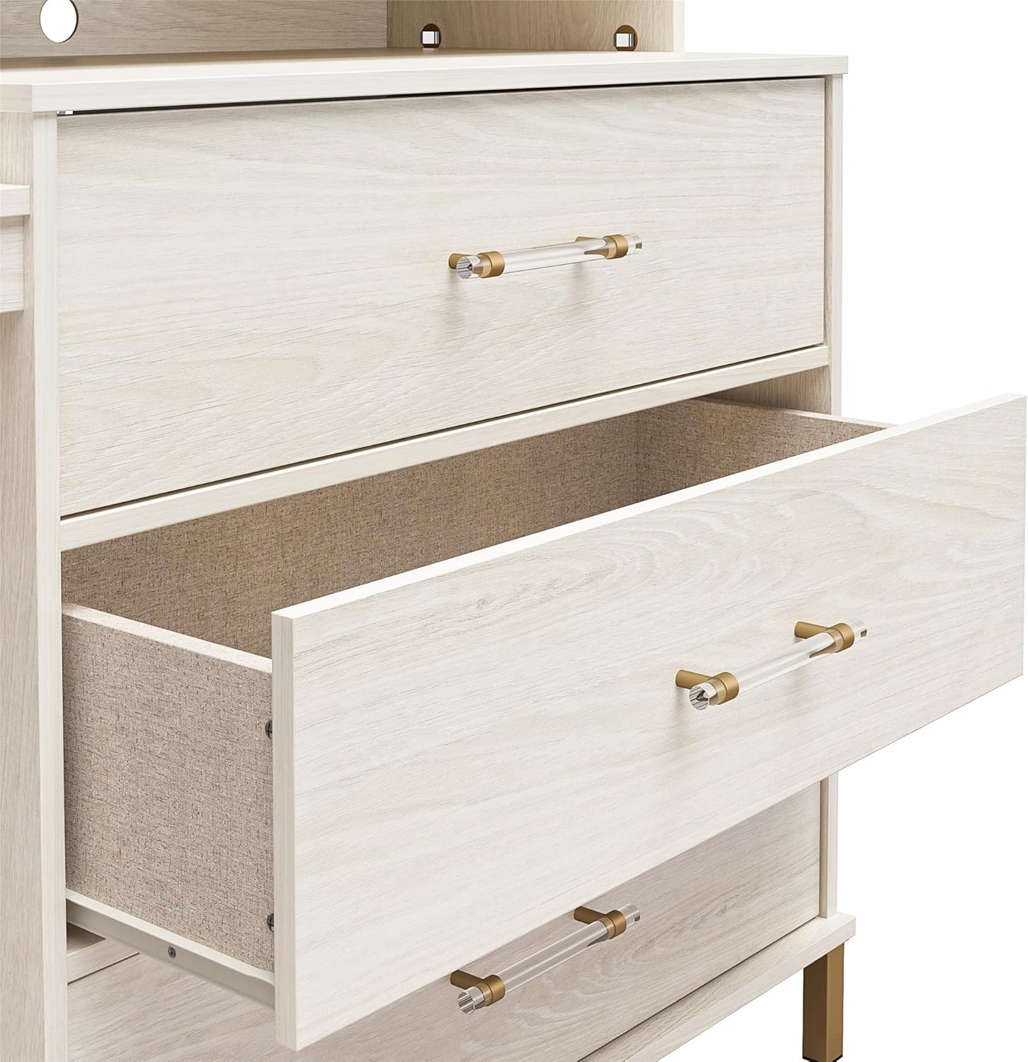 Ameriwood Home Kalissa Dresser/Desk Combo with Wireless-charger, White Oak