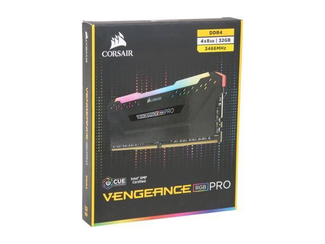 Corsair Vengeance RGB Pro 32GB (4 x 8GB) DDR4 Dram 3466MHz C16 Memory Kit - Black